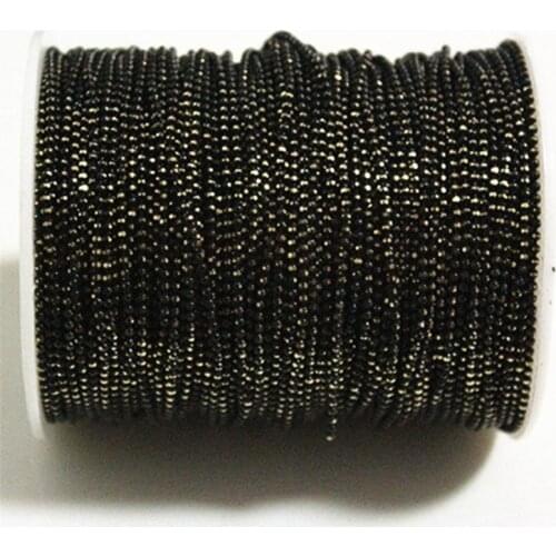 5Meters Ball Black Shimmer Chain On Brass, 1.2mm Bracelet Necklace Ball Chain,Tassel Chain,Anti-Tarnihs, Top Quality Y14