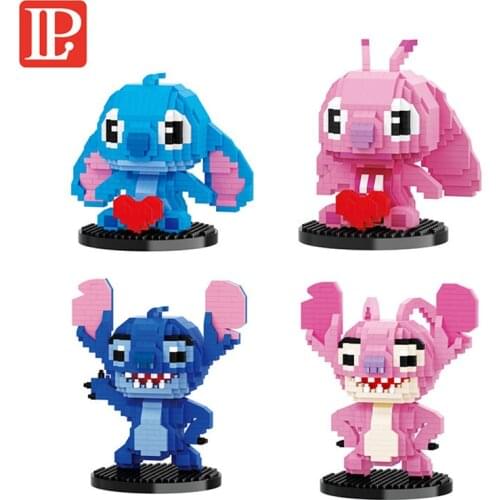 674pcs+ Cartoon Angel Micro Building Blocks Stitch 3D Model Assembled Diamond Mini Bricks Figures For Children