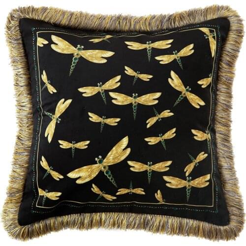 DUNXDECO Luxury Forest Fairy Cushion Cover Decorative Pillow Case Modern Simple Dragonfly Soft Velvet Sofa Chair Bedding Coussin