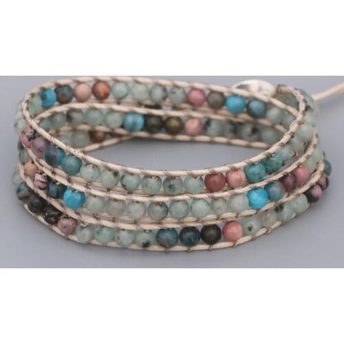 EDOTHALIA Fashion Handwoven Leather Wrap Bracelet For Women Girls Wax Rope Friendship Bead Bracelet