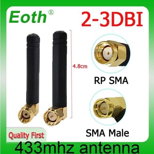 433MHz Antenna 2.5dbi SMA Male Connector 433 MHz antena Small size elbow rubber 433m antenne Wireless Receiver for Lorawan