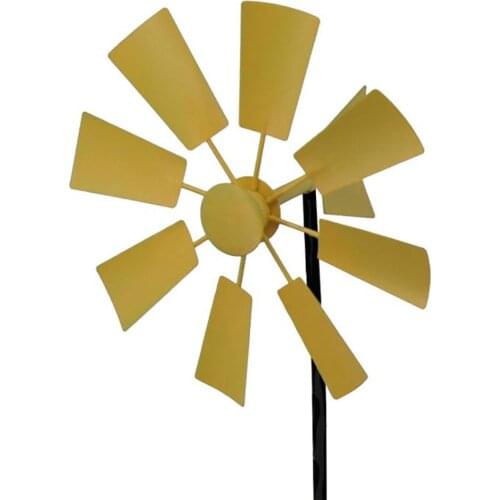 Idyllic Iron Windmill Sculpture Garden Plug-in Metal Decor Stake Pinwheels Outdoor Rustic Kinetic Yard Art