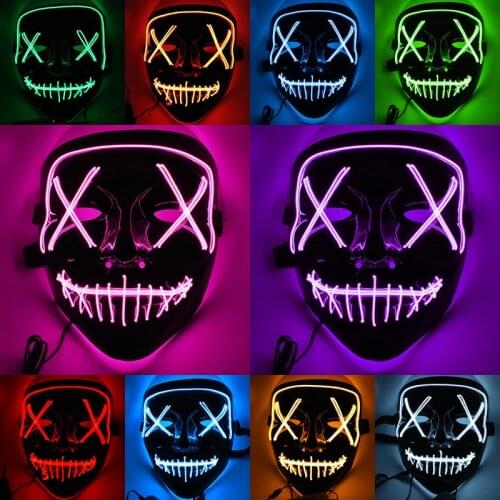 Toy Sports Colorful LED Party Mask Light Up Mask The Purge Election Fun Mask Halloween Festival Cosplay Supplies Glow In Dark