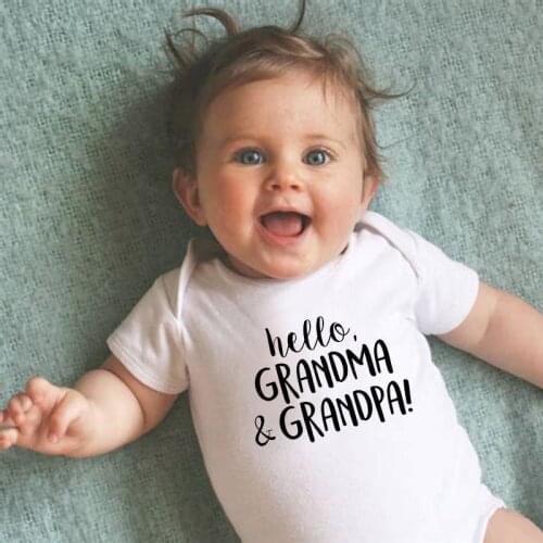 Hello Grandma&Grandpa Onesie Cotton Newborn Baby Boy Girl Bodysuit Funny Letter Jumpsuit Outfits Clothes 0-18M