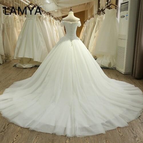 LAMYA Court Train Tulle Wedding Dress Luxury Lace Princess Bridal Ball Gown Elegant Plus Size Vestido De Noiva