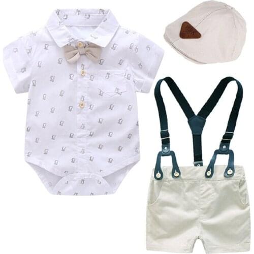 Summer 2021 New Style Clothes Set Infant Boys Clothing 3Pcs Birthday Baptism 0-2 Years Clothes Cartoon Kids Boy Summer Clothes