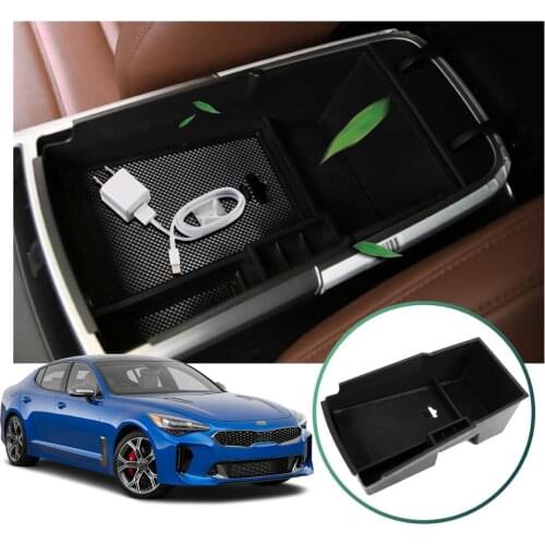 LFOTPP Car Armrest Storage Box For Stinger 2018 2019 2020 Central Control Storage Box Auto Interior Styling Accessories Black