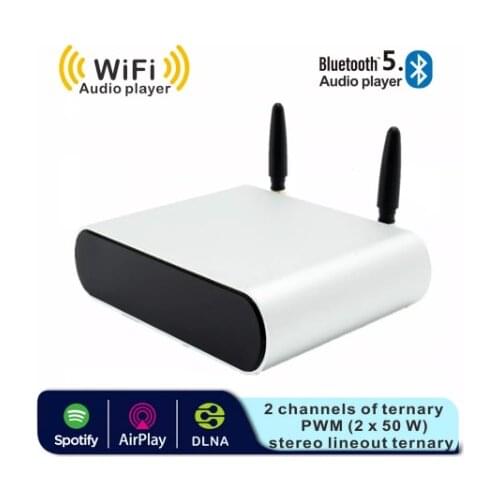 WA20 Pro Mini Home WiFi Receiver and Bluetooth HiFi Power Stereo Class D Digital Multiroom network audio amplifier with USB