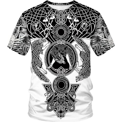 2020Brand clothing Viking Tattoo pattern Print 3D t shirt Men tshirt Summer Funny T-Shirt Short Sleeve O-neck Tops Drop Shipping