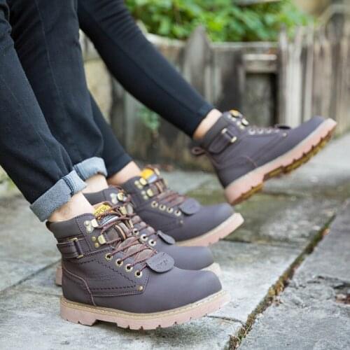 Men Winter Snow Platform Shoes Goth Motorcyle Boots Military Women Soft Leather Lace Up Martin 2021 Casual Luxury British Style