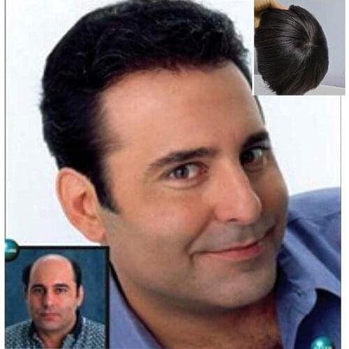 Soft Black 6x8 Mono PU Mens Toupee Hairpiece Human Hair Toupee for Men with Comfortable Super Thin Skin Hair Replacement System