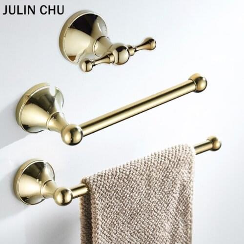 Gold Bathroom Accessories Set Brass Antique Wall Mounted Coat Robe Hook Toilet Paper Roll Holder Towel Ring Rail Bath Hardware