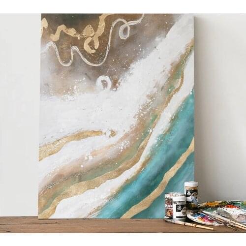 King Size Pure Hand-painted High Quality Abstract Wall Art Oil Painting on Canvas Abstract Green Oil Painting for Living Room