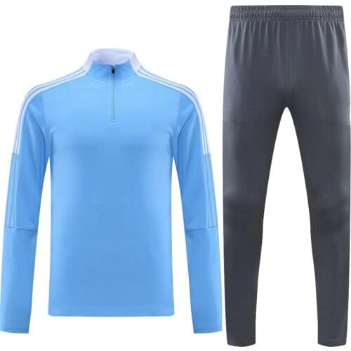 Wholesale Sky Blue Available Fitness Training Clothes GYM Man Sportswear Football Soccer Jackets