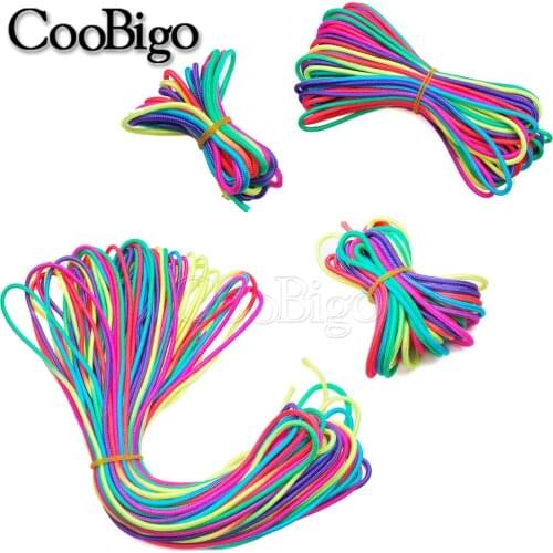 10ft~328ft Dia.3mm Rainbow Parachute 550 Cord 1 Strand Core Rope Paracord Bracelets Buckles Outdoor Suvival DIY Kids Craft