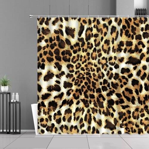 Sexy Leopard Print Shower Curtain Set Bathroom Curtain Bathtub Decoration Background Cloth Waterproof Polyester Fabric With Hook