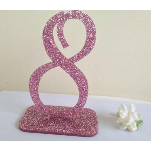 Pink Glitter Acrylic Table Number Holder ,Wedding Acrylic Table Numbers with Holder Base Party Card Table Holder