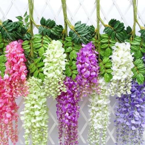Silk Flower Garland Vine Wisteria Leaf HangingDécor N