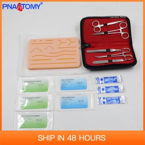 Skin Suture Practice Silicone Pad with Wound Simulated Training Kit Teaching Equipment Needle Scissors Tool Medical Model