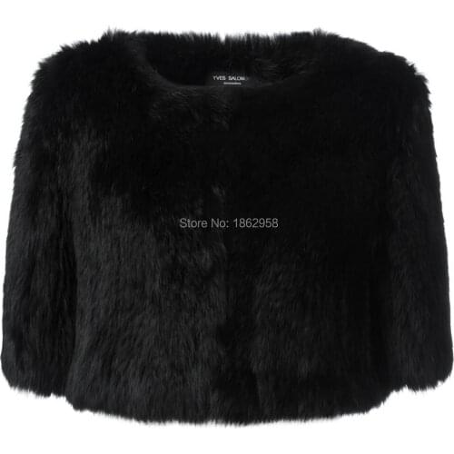 SJ471 Brazil Hot Sale Winter Knitting Black Color Rabbit Jacket