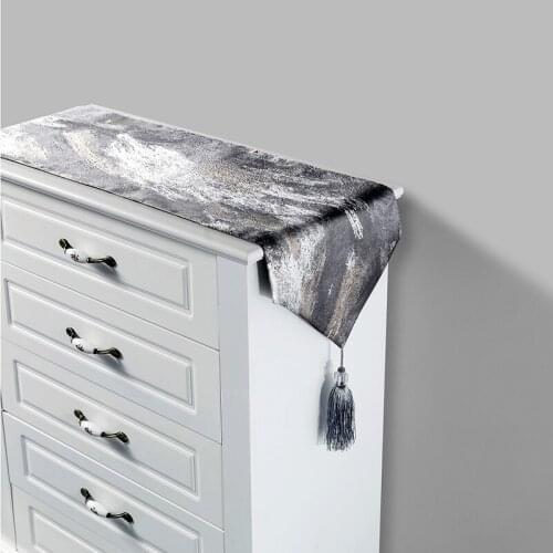 Modern Light Luxury Jacquard Tassel Table Runner Living Room Coffee Table TV Cabinet Tablecloth Home Table Runner