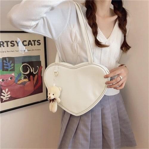 Girl Heart Sweet Zipper Shopper Shoulder Bag Japanese Lolita Love Bag JK Uniform Messenger Bag Soft Leath PU Tote Bag 2021 New