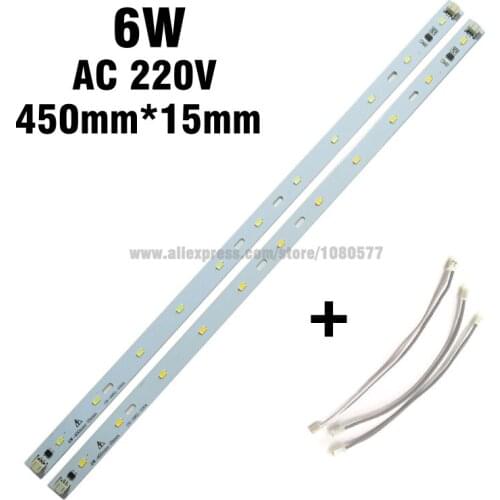AC220V 450mm*15mm 6W 5730 led Strip Rectangle Aluminum Plate Light Source Integrated IC Driver For T5 T8 LED Tube