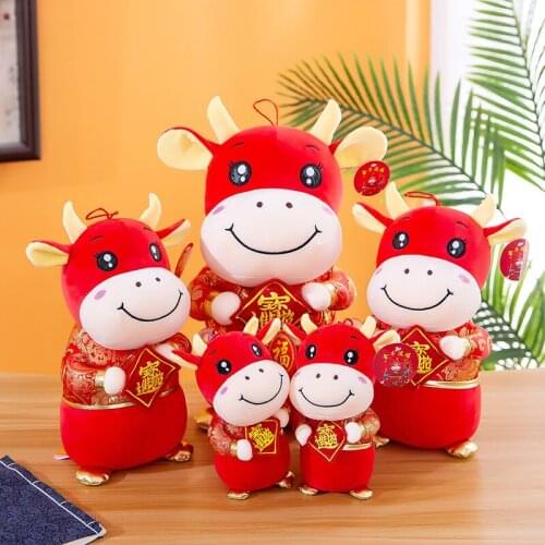 New Year Mascot Plush Toy Amass Fortunes RedBull Doll Ornaments Company Annual Meeting Gifts Custom Logo