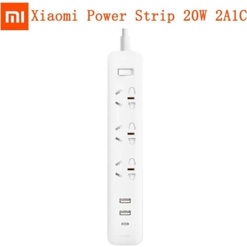 Orignal Xiaomi Mi Mijia QC3.0 20W Fast Charging Power Strip 2A1C + 3 Sockets Standard Plug Interface Extension Lead 1.8m Удлини