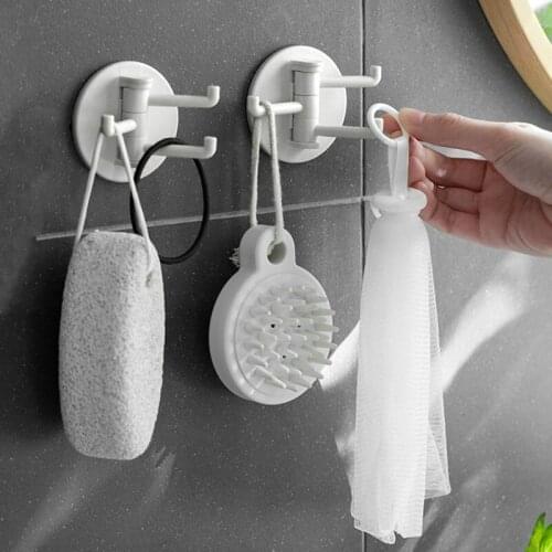 High quality China kitchen rotatable branch hook bathroom ABS adhesive nail free hanging branches hooks