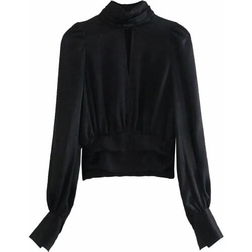 XEASY 2021 Summer Women Vintage Velvet Black Hollow Out Blouse Female Streetwear Elegant Casual Elastic Waist Chic Thin Tops