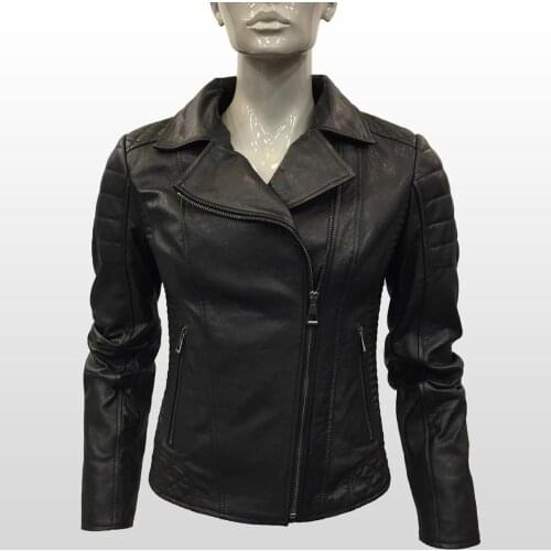 Women Genuine Leather Black Jacket Real Sheepskin Coat Motorcycle Biker Plus Size Slim Short Casual Coat New Fashion Outerwear