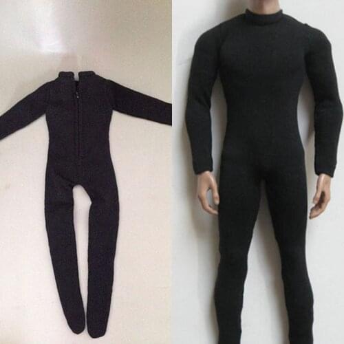 1/6 Male Black Tight Elastic Bodice Leotard One Piece Clothing Fit 12" Action Figure Body Model