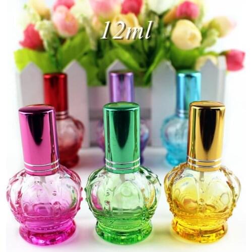10pcs 12ml Crown Empty Perfume Glass Bottles Portable Atomizer Parfum Spray Refillable Bottle Packaging Scent Bottle Travel