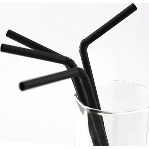 100pc Disposable Black Straws Plastic Cocktail Straws For Birthday Wedding Decorative Party Event Drinking Straws Plastic DIY