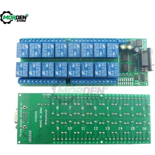 R223C16 DC 12V 16-Channel Relay Board RS232 DB9 Delay Relay Switch Module Female Interface Serial Port