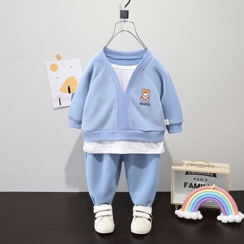 2021Spring Children Cotton Clothes Baby Boys Girls Sport V-neck Hoodies Pants 2Pcs/Sets Infant Kids Fashion Toddler Tracksuits