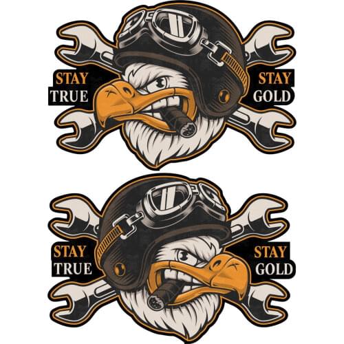2psc Oldschool Biker Sticker 1% Chopper Aufkleber Stay True Motorrad USA Bobber car stickers