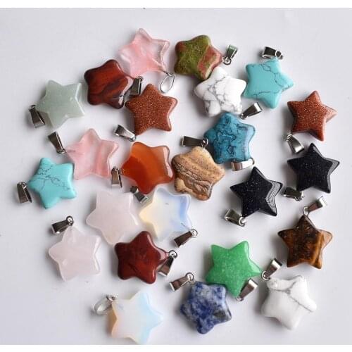 2020 Hot selling fashion Assorted natural stone mixed star charms pendants for DIY jewelry making 24pcs/lot Wholesale free