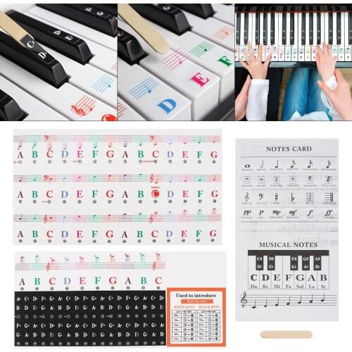 25 / 49 / 54 / 61 / 88 Colorful Transparent Piano Keyboard Stickers Electronic Keyboard Key Piano Stave Note Sticker Symbol