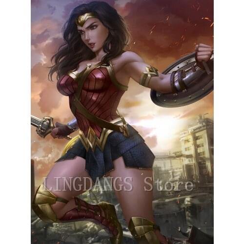 Marvel 5D DIY Diamond Painting Avengers Character Wonder Woman Poster Hulk Diamond Mosaic Handmade Cross Stitch Home Decor Gift