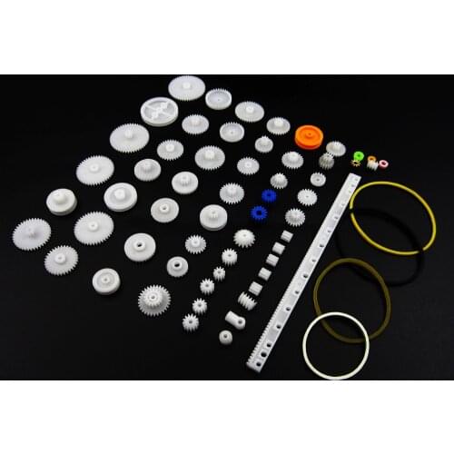 64pcs Plastic Gear Set Axis Worm Single Double Layer Crown Pulley Belt Gear DIY Toy Parts Russia
