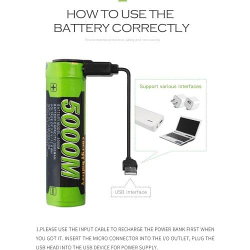 Laptop battery 5000M USB 18650 3.7V 3500mAh Li-ion Rechargeable Battery 4 LED Indicator Power bank battery Mobile charging batte