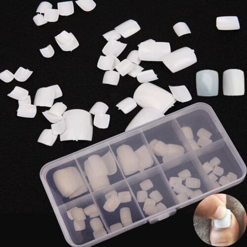 Acrylic pointed fake nails natural / white / transparent tips feet fake nails manicure art decorative toe nails