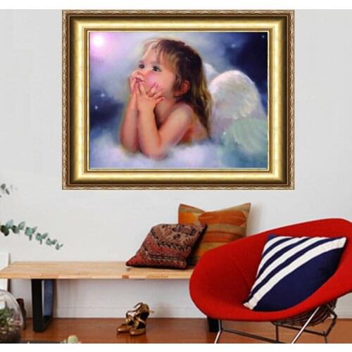 Diy Diamond Painting Lovely Angel Needlework For Home Decoration Gift Kits For Needlework Embroidery Sequins Crafts 40*30cm