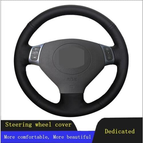 DIY Car Accessories Steering Wheel Cover Black Hand-stitched Genuine Leather For Chery Tiggo 2007-2010 QQ3 2006-2012 A1 2011