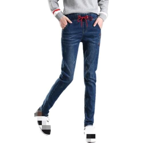 B1976 2020 new spring autumn korean version womens Show thin big size fashion high-waisted jeans cheap wholesale