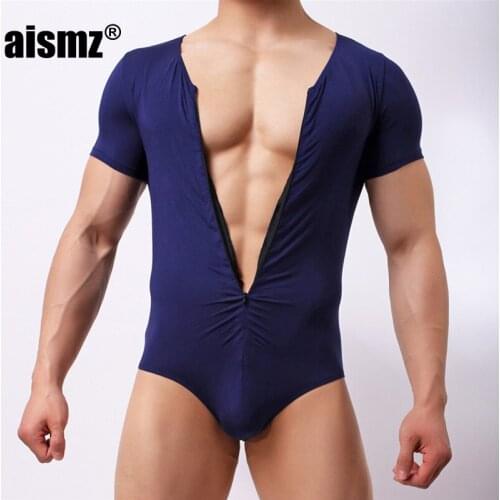 Aismz Slim Fitness Mens Jockstrap Bodysuit Body Shaper Bodybuilding Jumpsuit Romper Corset Modal Boxer Slimming Underwear