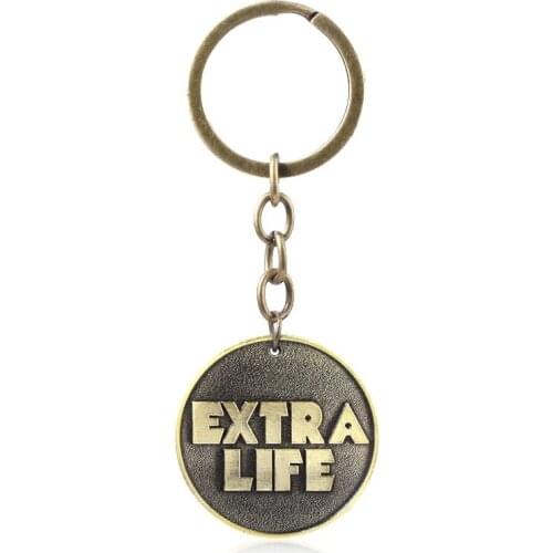 Ready Player One Keychain Antique Bronze Bitcoin EXTRA LIFE Coin Pendant Key Chain For Women Men Car Keyring Jewelry Accessories