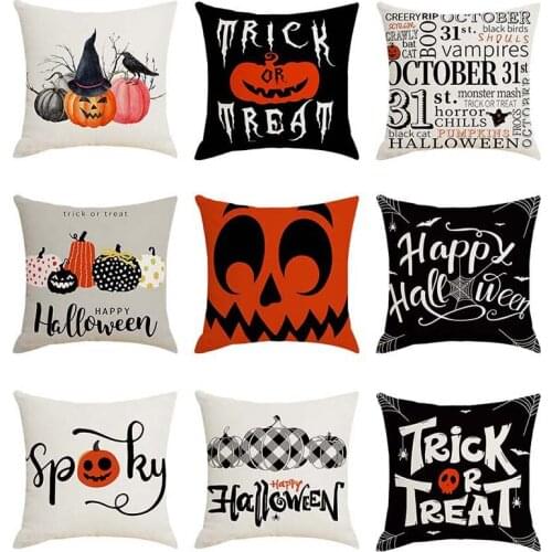 Halloween Decorative Throw Pillows Case Halloween Pumpkin Cushion Cover for Home Living Room Sofa Car Trick or Treat Pillowcases